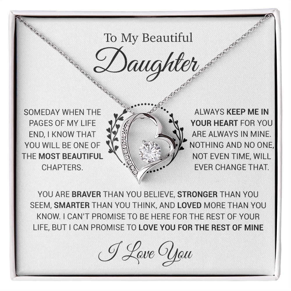 To My Daughter Necklace, Gift for Daughter from Dad, Daughter Father Necklace 15_12_White