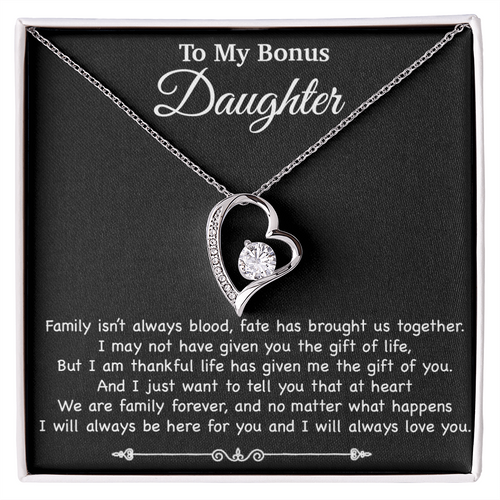 To My Bonus Daughter Necklace, Gift for Bonus Daughter, Step Daughter Birthday 2_11_Black