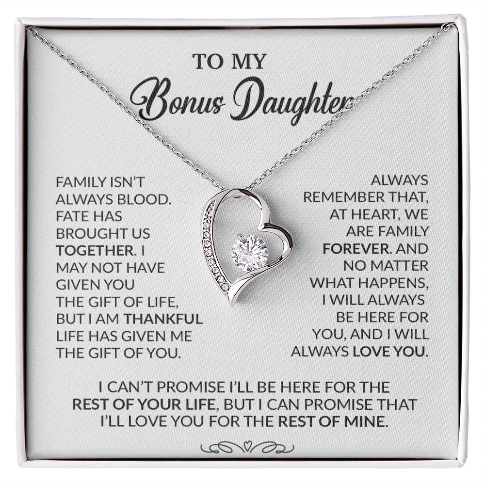 To My Bonus Daughter Necklace, Gift for Bonus Daughter, Step Daughter Birthday 30_9_White