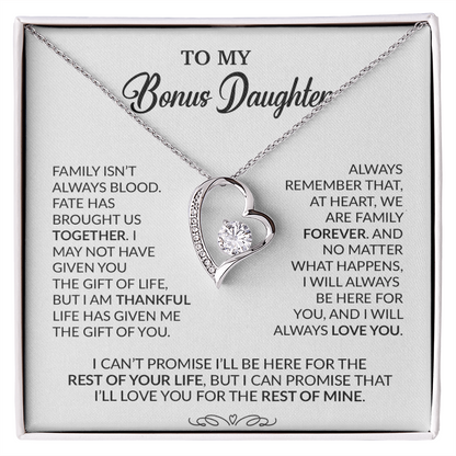 To My Bonus Daughter Necklace, Gift for Bonus Daughter, Step Daughter Birthday 30_9_White