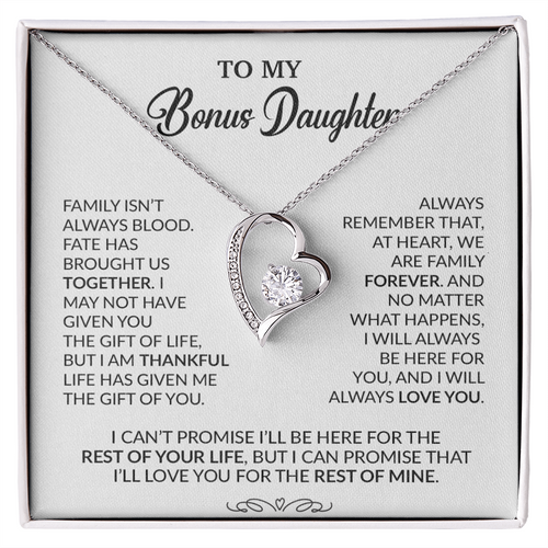 To My Bonus Daughter Necklace, Gift for Bonus Daughter, Step Daughter Birthday 30_9_White
