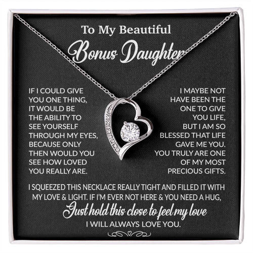 To My Bonus Daughter Necklace, Gift for Bonus Daughter, Step Daughter Birthday 1_10_Black