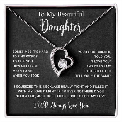 To My Daughter Necklace, Gift for Daughter from Dad, Father Daughter Necklace  11_5_Black