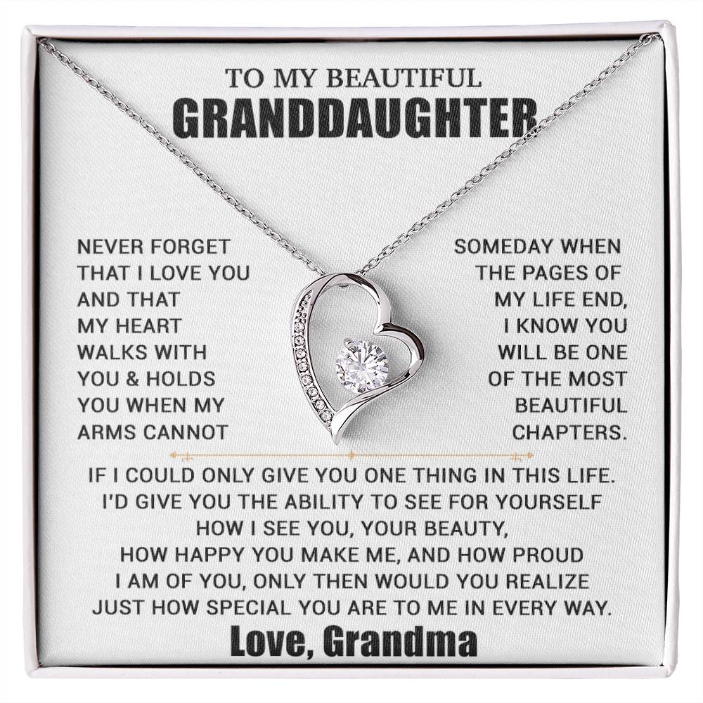 To My Granddaughter Necklace, Granddaughter Gift from Grandma, Christmas Gift 19_8_White