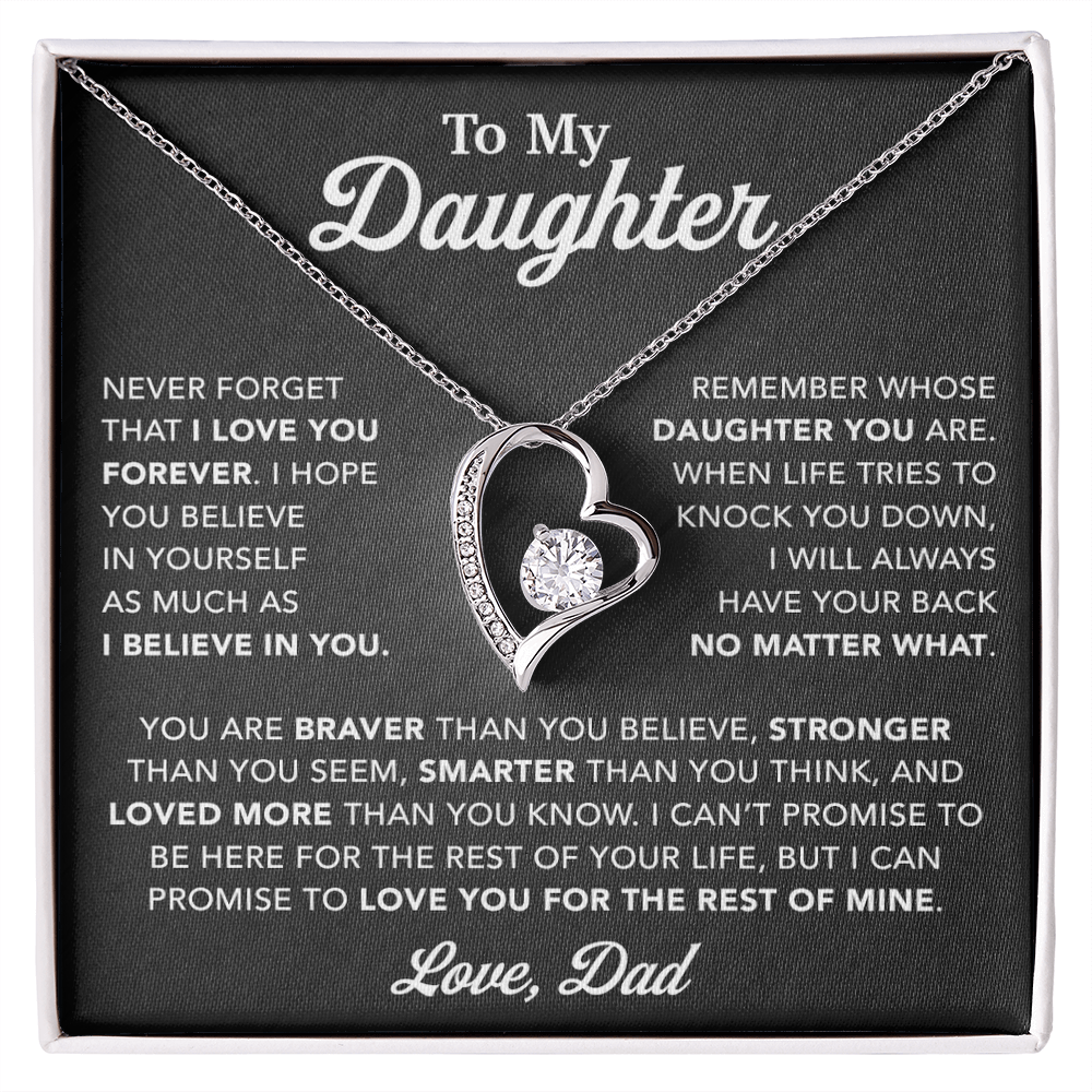 To My Daughter Necklace, Gift for Daughter from Dad, Father Daughter Necklace 25_2_Black