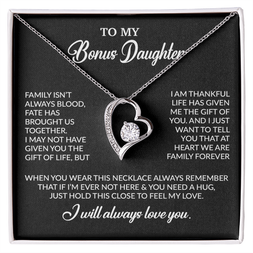 To My Bonus Daughter Necklace, Gift for Bonus Daughter, Step Daughter Birthday 2_10_Black