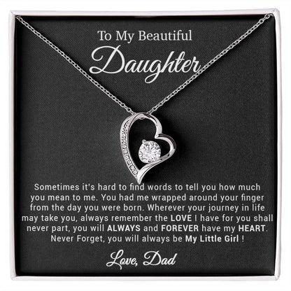 To My Daughter Necklace, Gift for Daughter from Dad, Father Daughter Necklace 21_4_Black