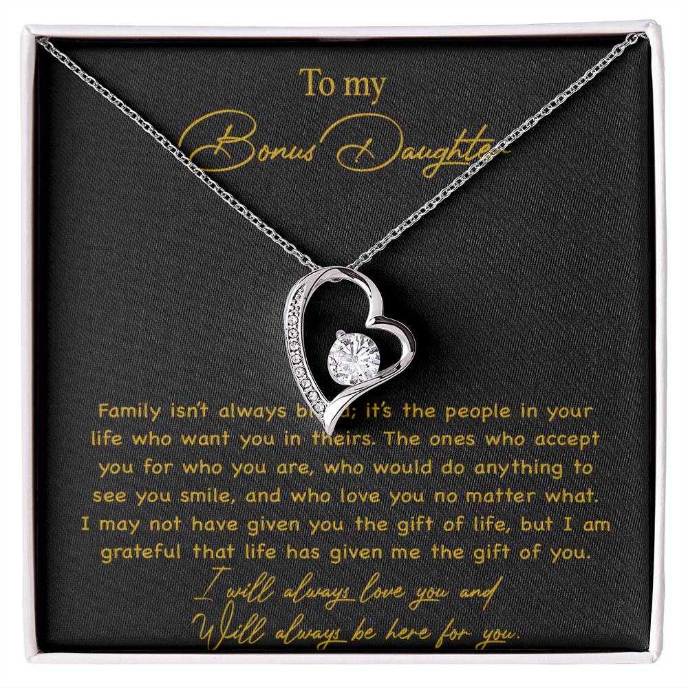 To my Bonus Daughter Necklace, Bonus Daughter, Step Daughter Gift 3-4_Gold