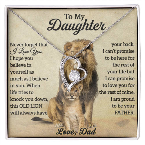 To My Daughter Lion Necklace, Daughter Birthday Gift, Lion Dad Gift