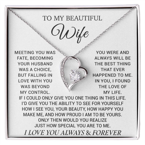 To My Beautiful Wife Necklace, Wife Gift from Husband, Wife Birthday Gift, Christmas Gift
