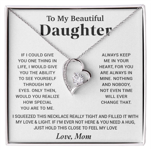 To My Beautiful Daughter Necklace, Gift for Daughter From Mom, Birthday Gift for Daughter