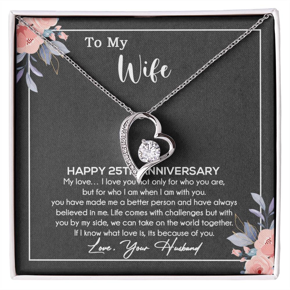 25th Anniversary Gift For Wife Necklace, 25 Year Anniversary, 25th Wedding Gift _Black