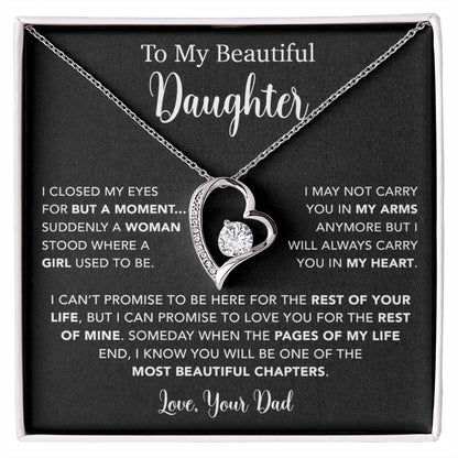 To My Daughter Necklace, Gift for Daughter from Dad, Father Daughter Necklace  22_5_Black