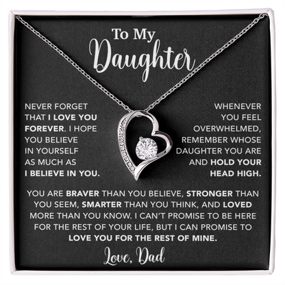 To My Daughter Necklace, Gift for Daughter from Dad, Father Daughter Necklace  9_4_Black