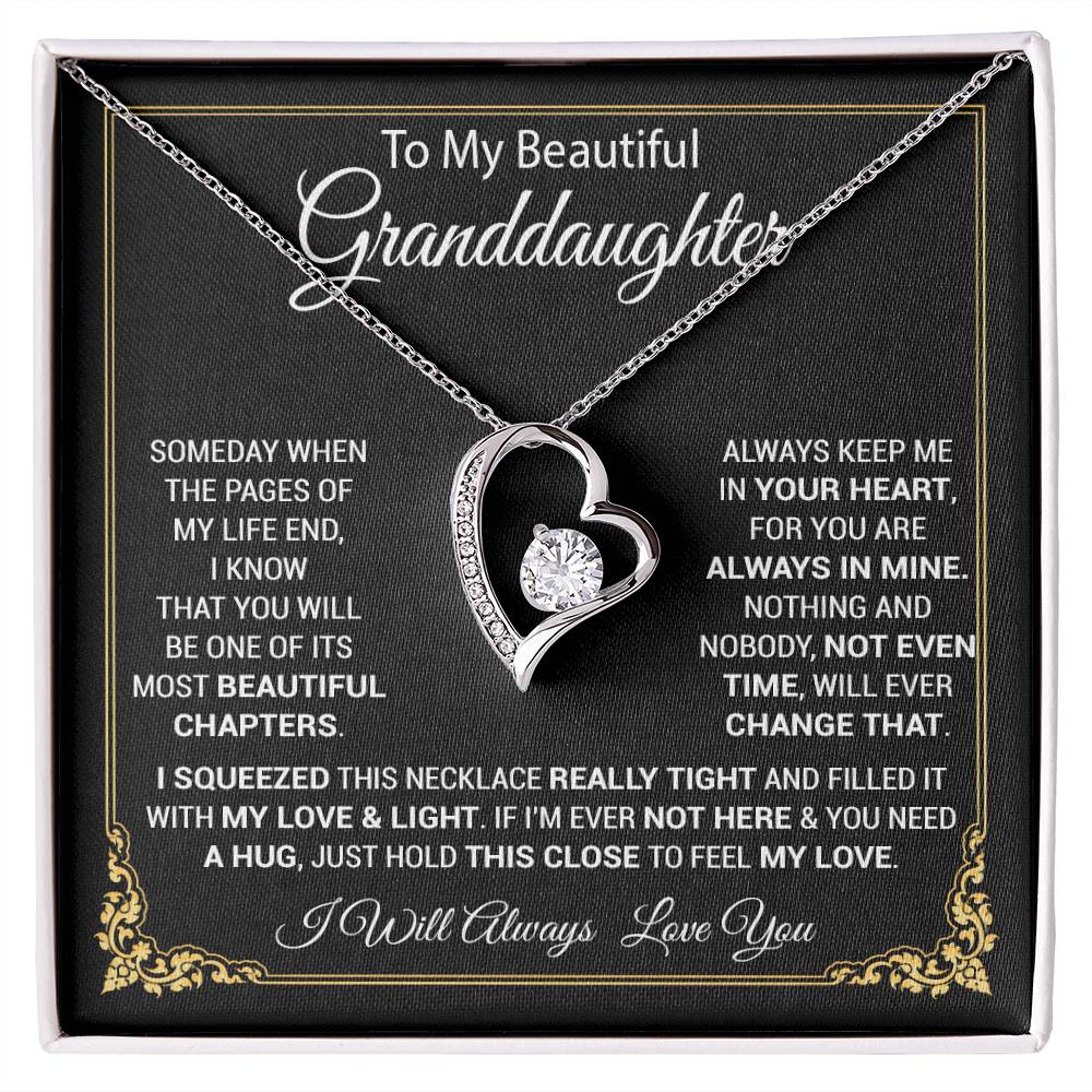 To My Granddaughter Necklace, Gift For Your Granddaughter, Christmas,Anniversary, Graduation_Black