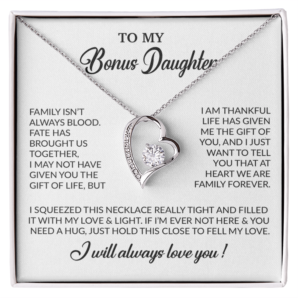 To My Bonus Daughter Necklace, Gift for Bonus Daughter, Step Daughter Birthday 7_11_White