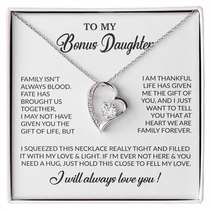 To My Bonus Daughter Necklace, Gift for Bonus Daughter, Step Daughter Birthday 7_11_White