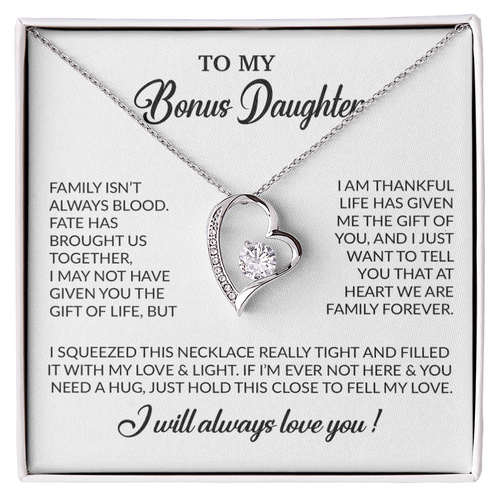To My Bonus Daughter Necklace, Gift for Bonus Daughter, Step Daughter Birthday 7_11_White