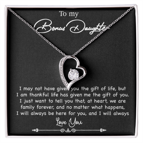 To My Bonus Daughter Necklace, Gift for Bonus Daughter, Step Daughter Birthday 5_10_Black