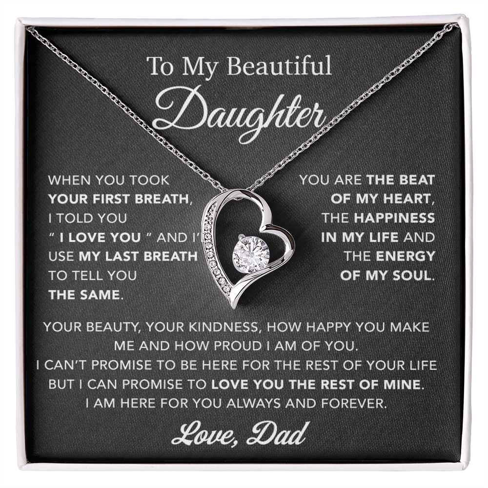 To My Daughter Necklace, Gift for Daughter from Dad, Father Daughter Necklace 10_4_Black