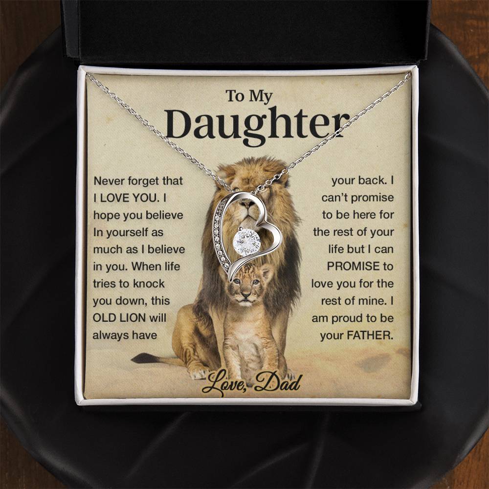 To My Daughter Necklace, Xmas Gift For Daughter From Dad, Daughter Father Lion