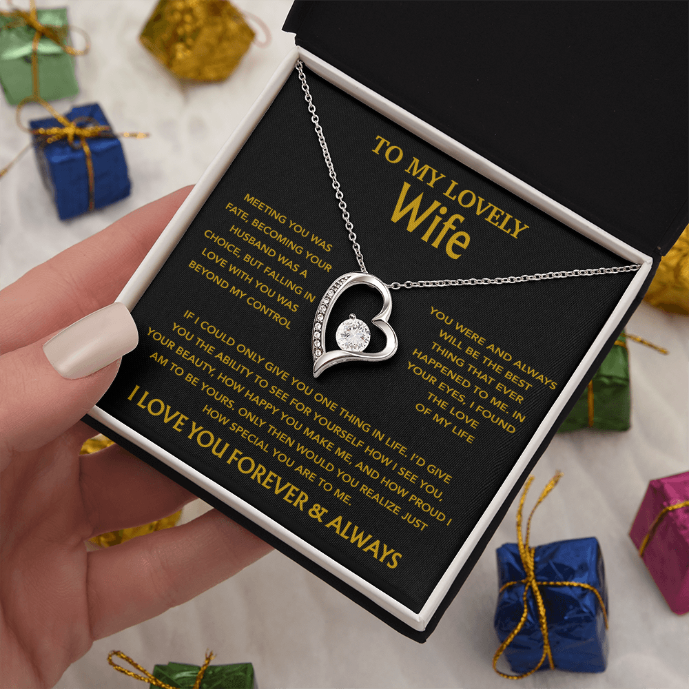 To My Wife Necklace, Christmas Gifts For Wife, Anniversary Cute Gift For Wife_Gold