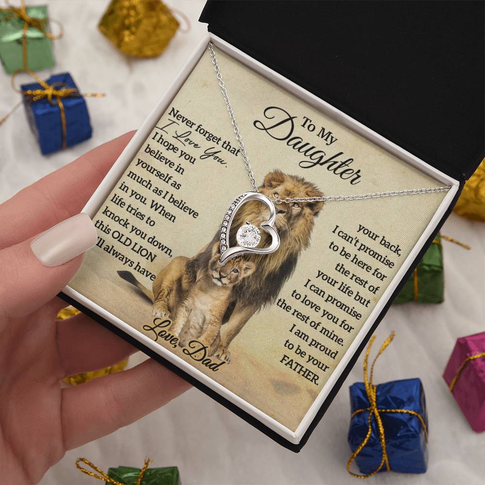 To My Daughter Lion Necklace, Daughter Birthday Gift, Lion Dad Gift