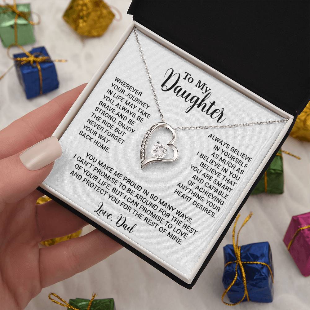 To My Daughter Necklace, Gift for Daughter from Dad, Father Daughter Necklace 3_6_White