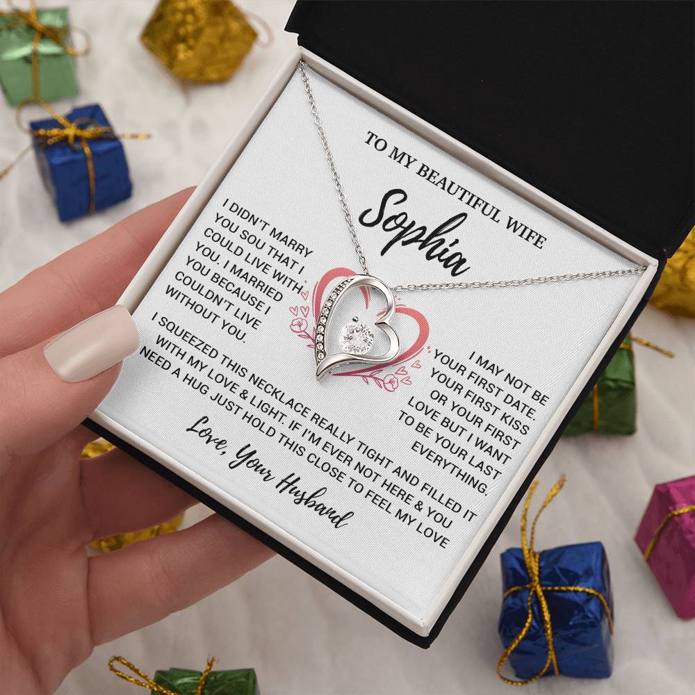Custom To My Wife Necklace, Christmas Gifts For Women, Anniversary Gift For Wife