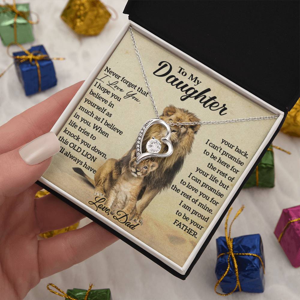 To My Daughter Lion Necklace, Daughter Birthday Gift, Lion Dad Gift