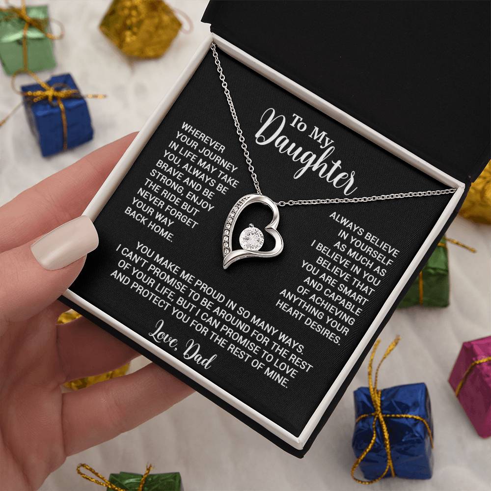 To My Daughter Necklace, Gift for Daughter from Dad, Father Daughter Necklace 3_6_Black