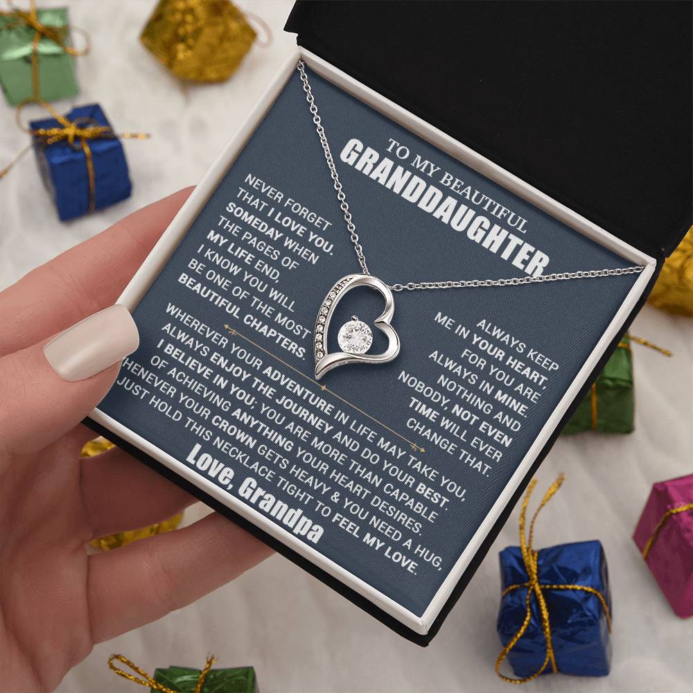 To My Granddaughter Necklace, Granddaughter Gift from Grandpa, Christmas Gift 10_10_Blue