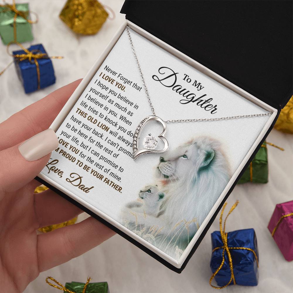To My Daughter Necklace, Xmas Gift For Daughter From Dad, Daughter Father Lion