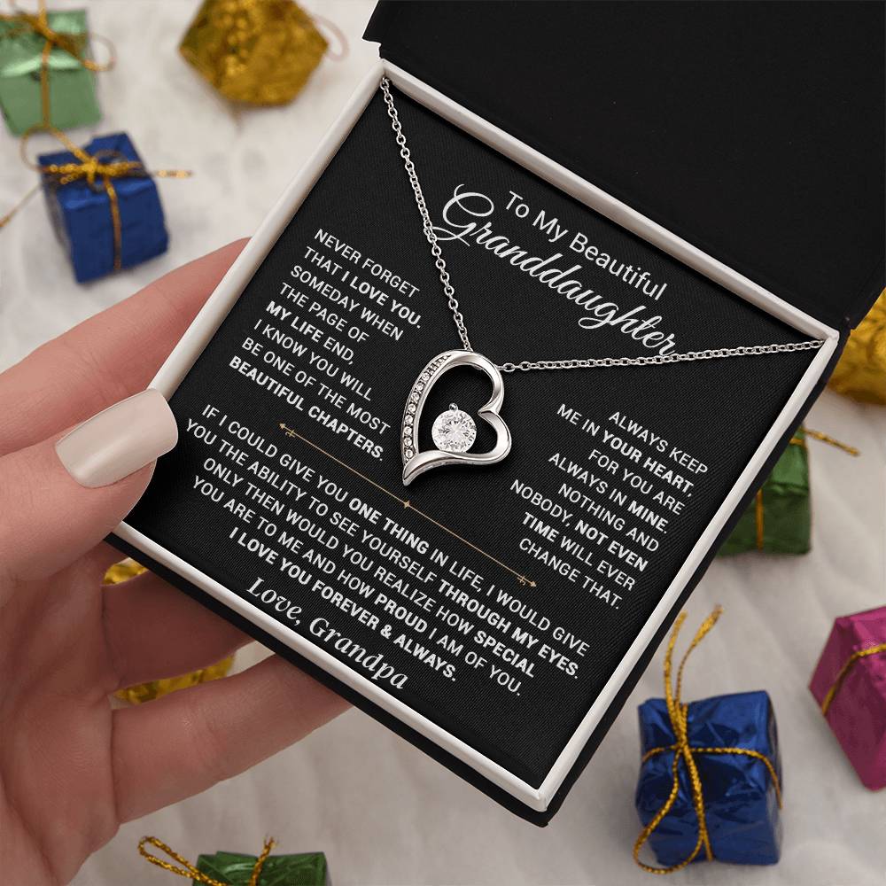 To My Granddaughter Necklace, Xmas Birthday Gift For Granddaughter From Grandpa 13_9_Black