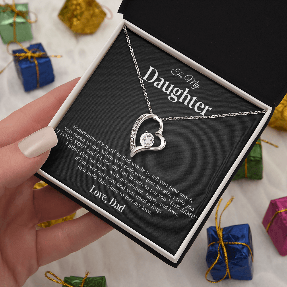 To My Daughter Necklace, Gift for Daughter from Dad, Father Daughter Necklace 14_4_Black