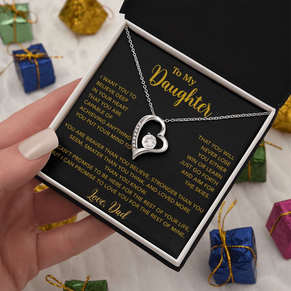 To My Daughter Necklace, Gift for Daughter from Dad, Father Daughter Necklace 18_5_Gold