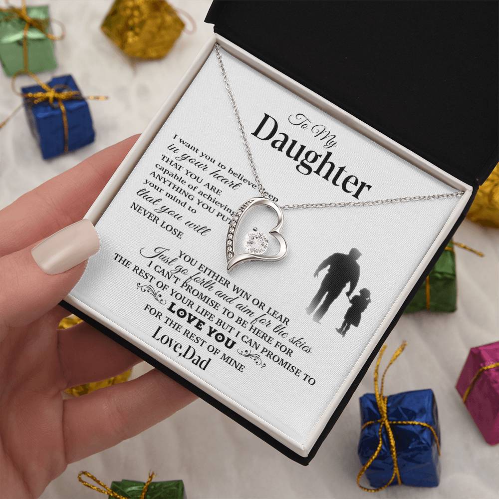 To My Daughter Necklace, Gift for Daughter from Dad, Father Daughter Necklace 30_11_White
