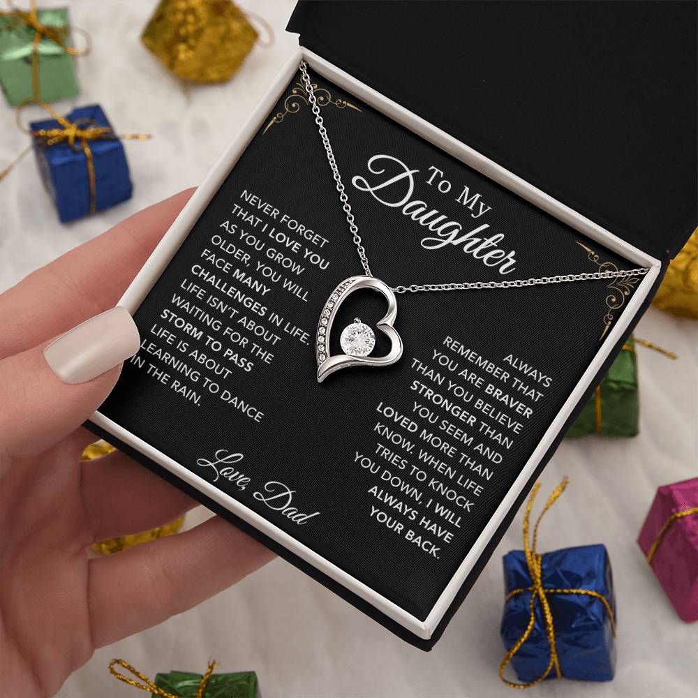 To My Daughter Necklace, Daughter Father Necklace, Daughter Gift From Dad_Black