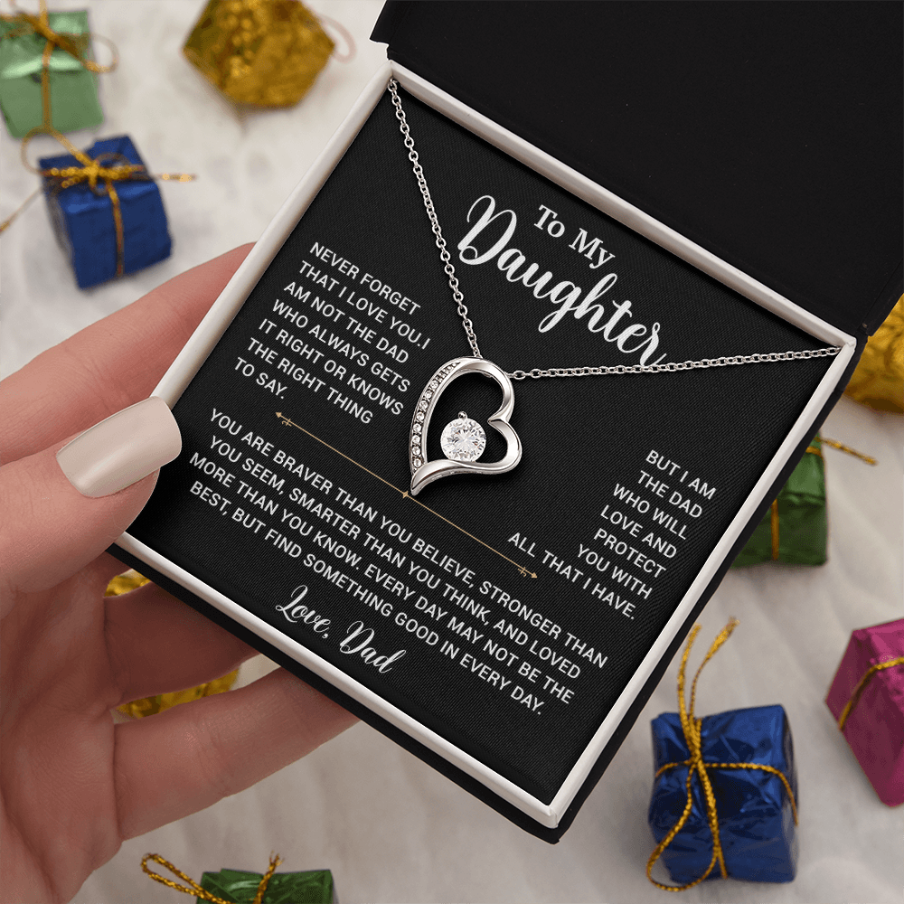 To My Daughter Necklace, Gift for Daughter from Dad, Father Daughter Necklace 2_6_Black