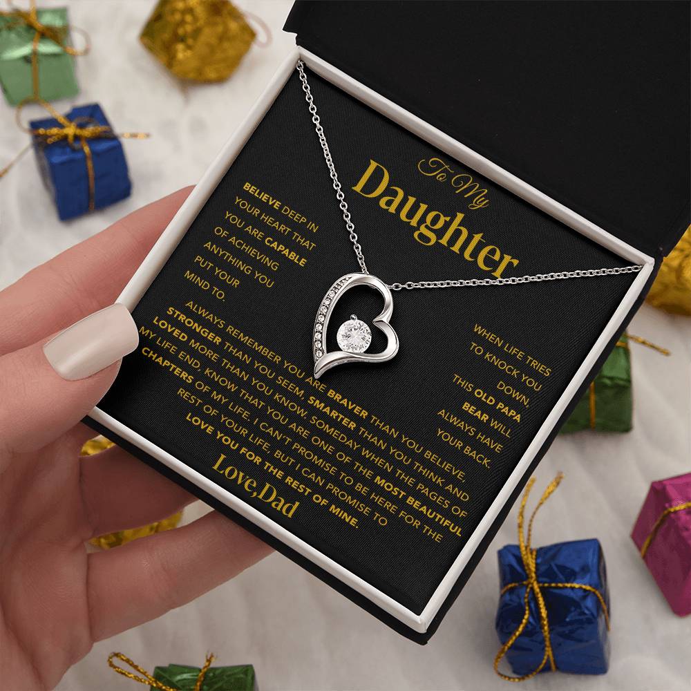To My Daughter Necklace, Gift for Daughter from Dad, Father Daughter Necklace 13_12_Gold