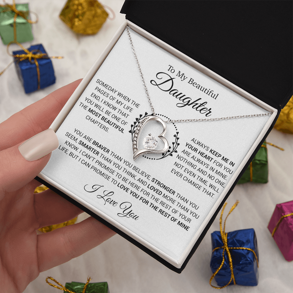 To My Daughter Necklace, Gift for Daughter from Dad, Daughter Father Necklace 15_12_White