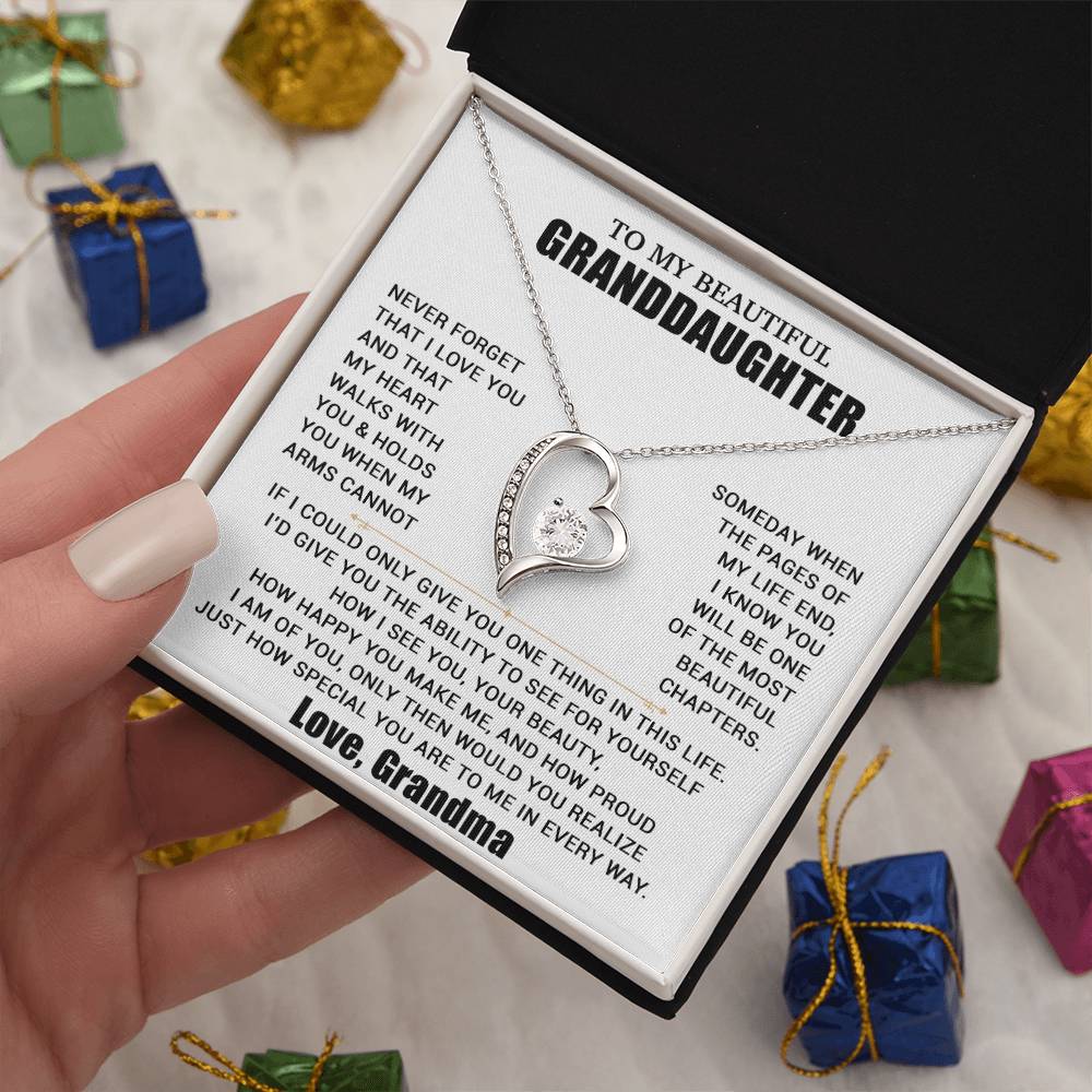 To My Granddaughter Necklace, Granddaughter Gift from Grandma, Christmas Gift 19_8_White