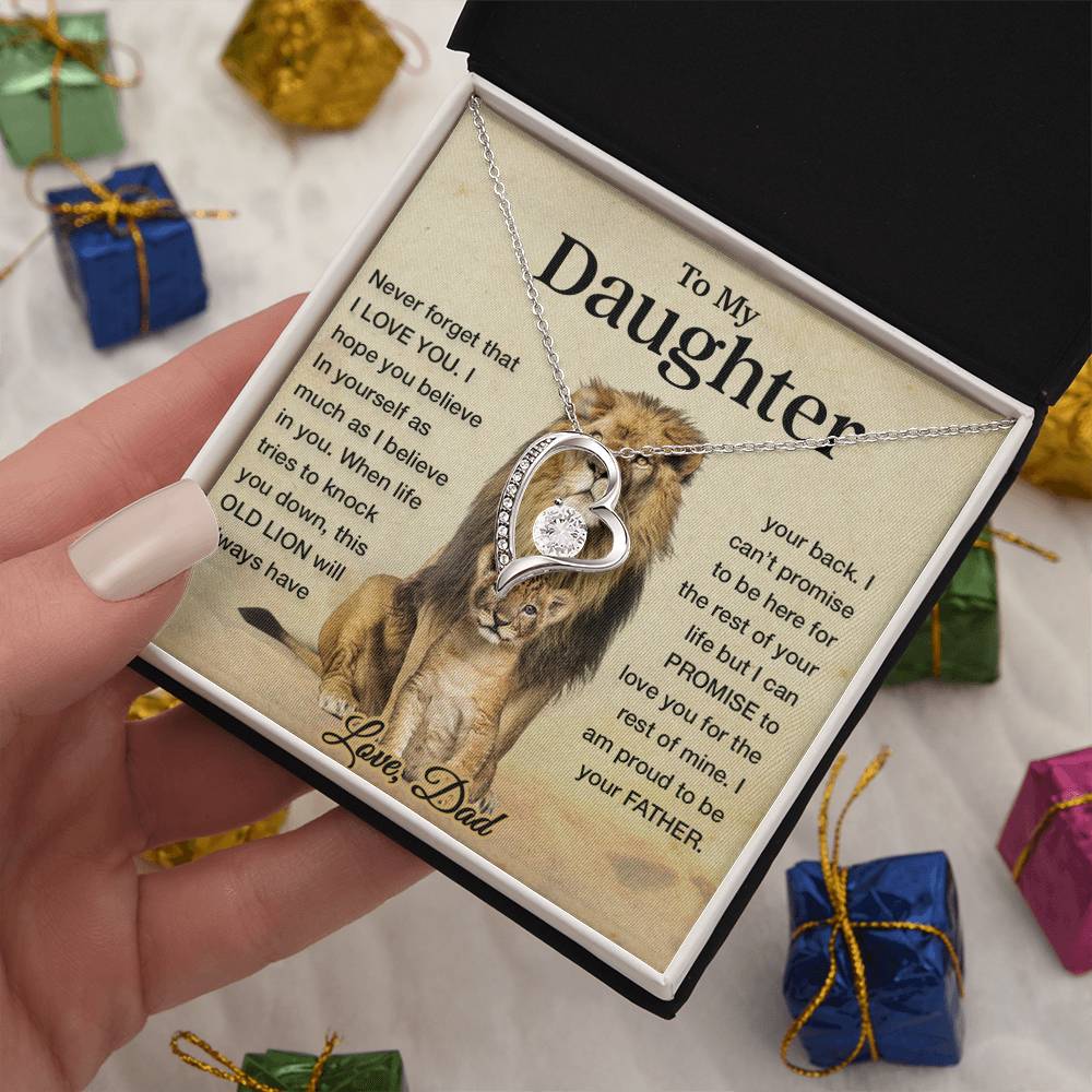 To My Daughter Necklace, Xmas Gift For Daughter From Dad, Daughter Father Lion