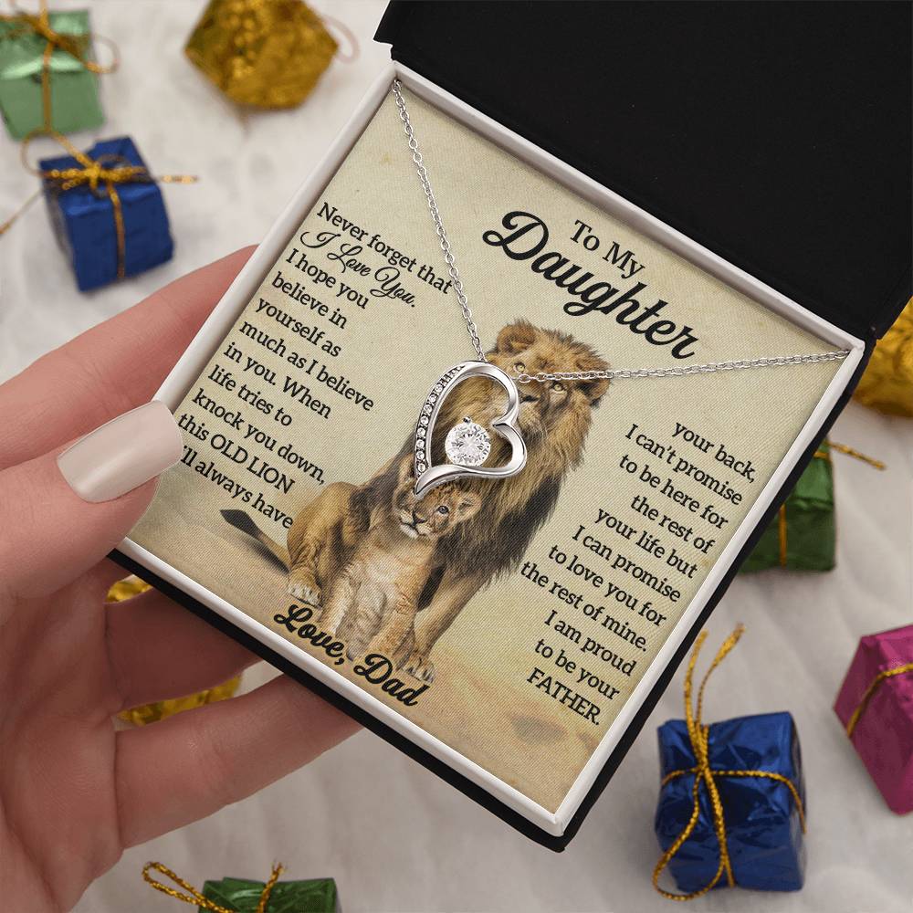 To My Daughter Lion Necklace, Daughter Birthday Gift, Lion Dad Gift