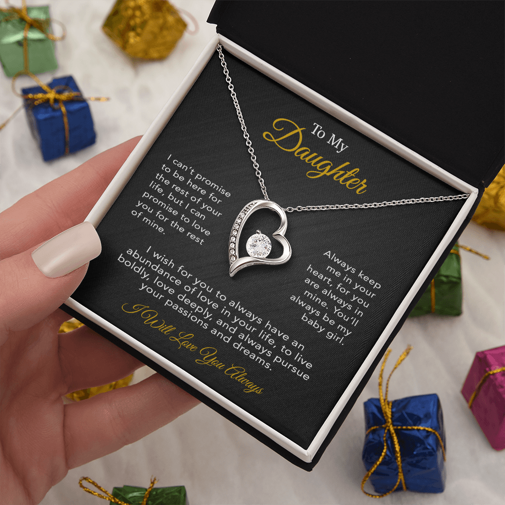To My Daughter Necklace, Gift for Daughter from Dad, Father Daughter Necklace 19_6_Black