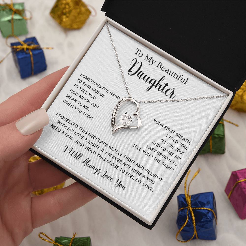 To My Daughter Necklace, Gift for Daughter from Dad, Father Daughter Necklace  11_5_White