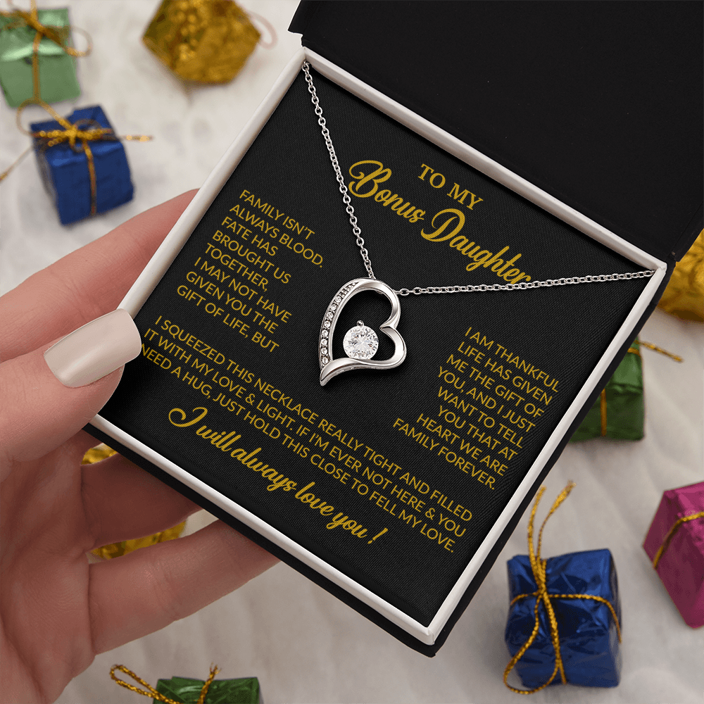 To My Bonus Daughter Necklace, Gift for Bonus Daughter, Step Daughter Birthday 7_11_Gold