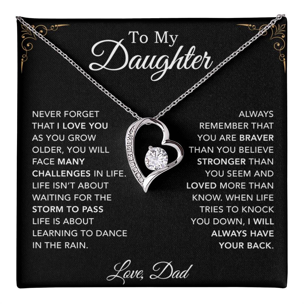 To My Daughter Necklace, Daughter Father Necklace, Daughter Gift From Dad_Black