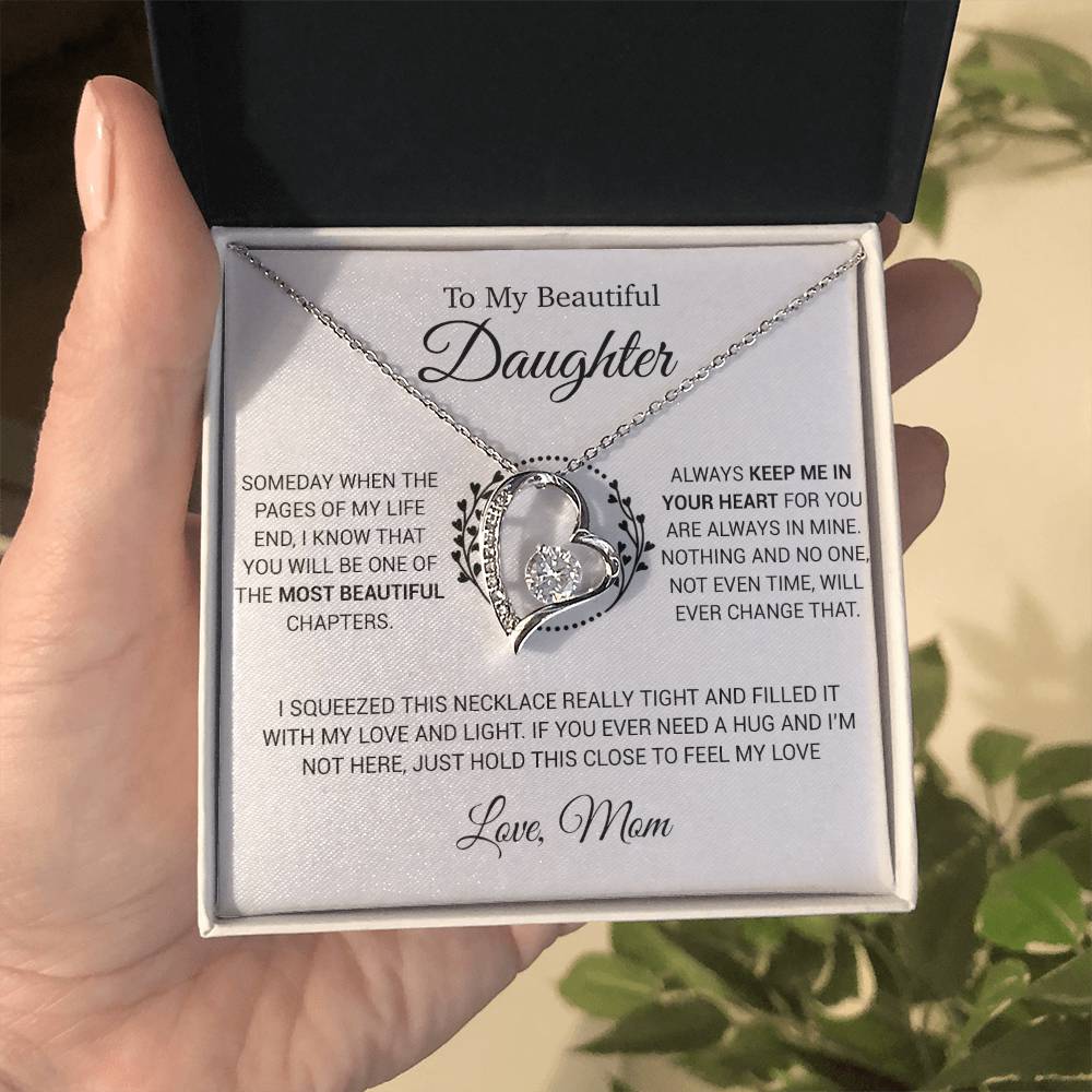 To My Daughter Necklace, Gift for Daughter from Mom, Daughter Mother Necklace 15_12_White