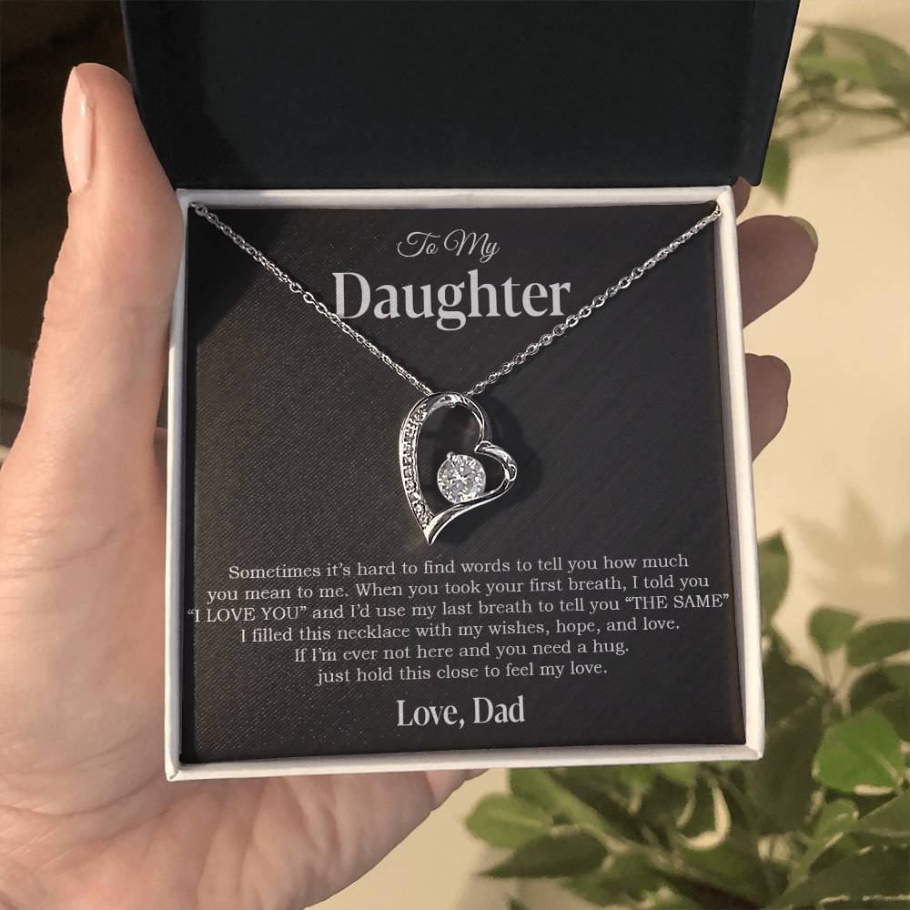 To My Daughter Necklace, Gift for Daughter from Dad, Father Daughter Necklace 14_4_Black